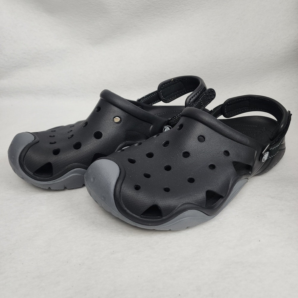 Crocs Swiftwater Mens 13 Casual Shoes Black Slingback Closed Toe Slip On Clog